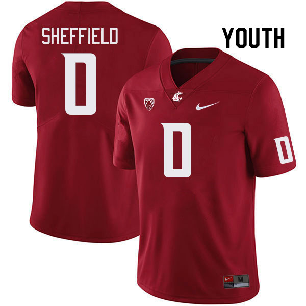 Youth #0 DT Sheffield Washington State Cougars College Football Jerseys Stitched Sale-Crimson